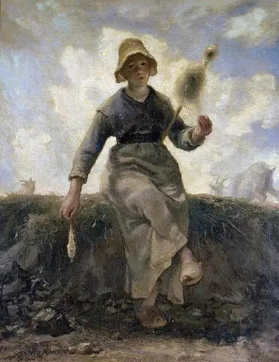 The Spinner, Goatherd of the Auvergne Jean-Francois Millet